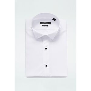 Indochino Helston Plain-Front White Tuxedo Shirt - White